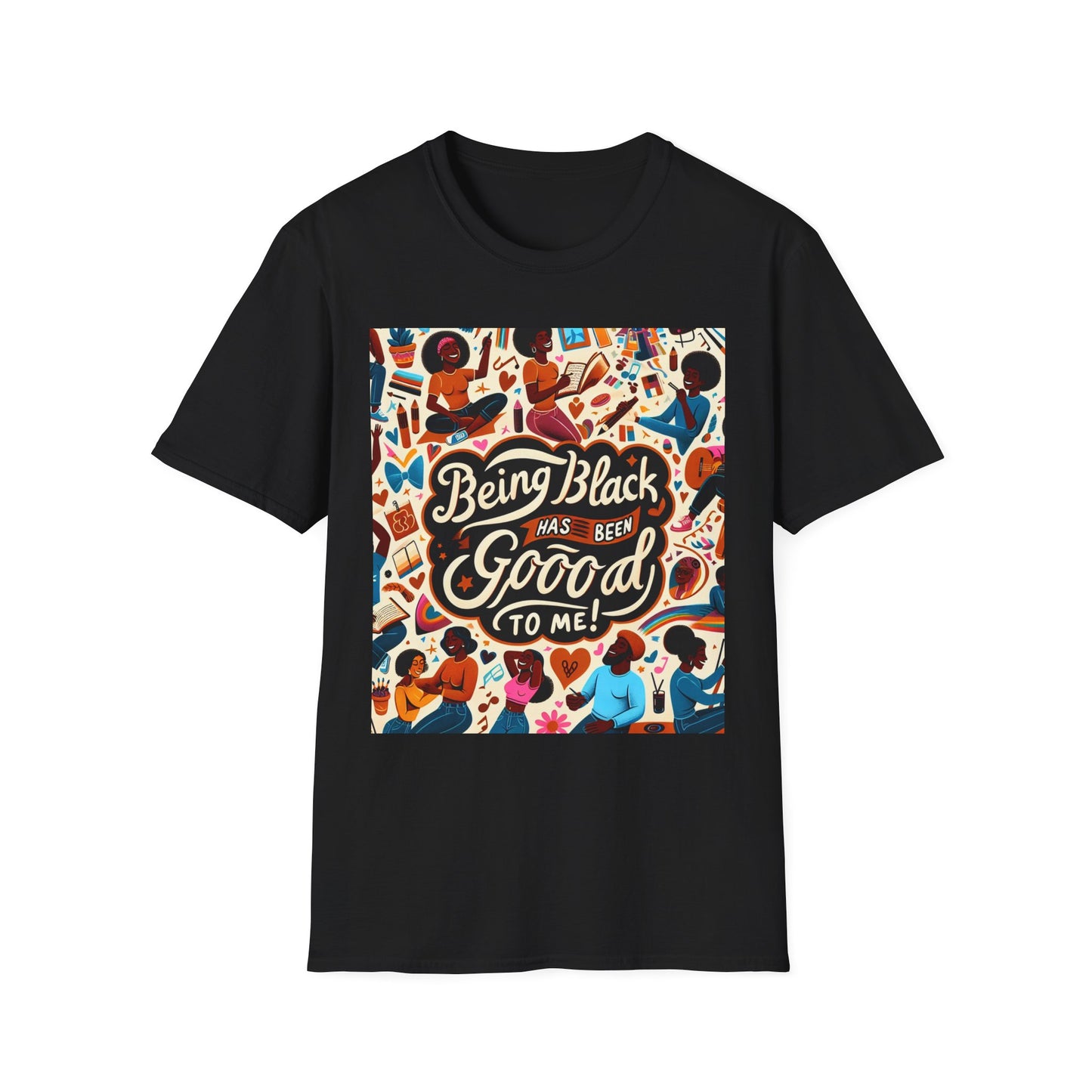 Positive Vibes Unisex Softstyle T-Shirt - Celebrating Black Joy, Perfect for Black History Month, Casual Wear, Gift for Friends, Family,