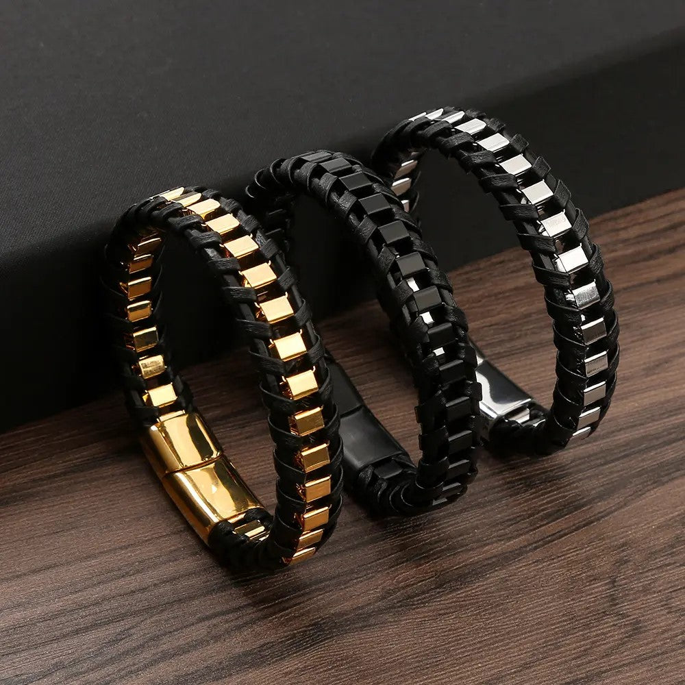 Black Premium Genuine Leather Bracelet Unisex