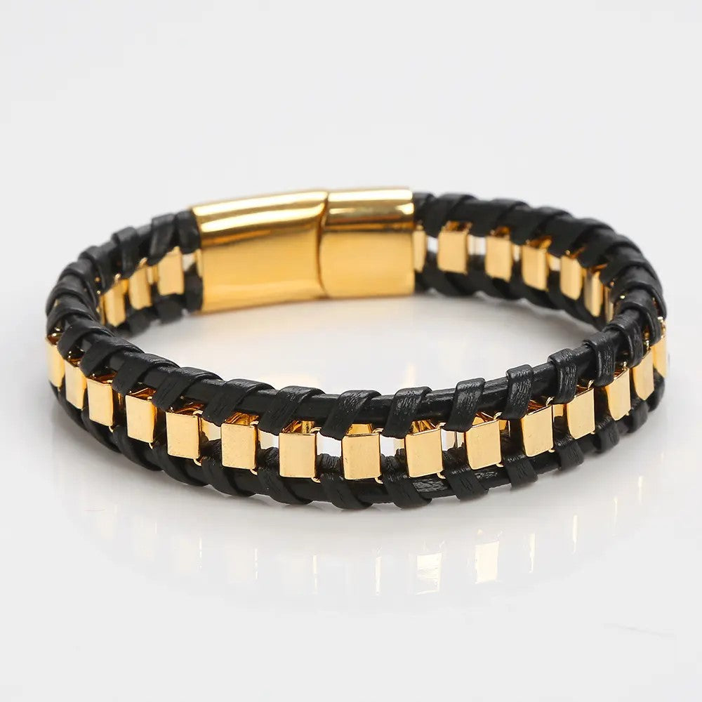 Black Premium Genuine Leather Bracelet Unisex